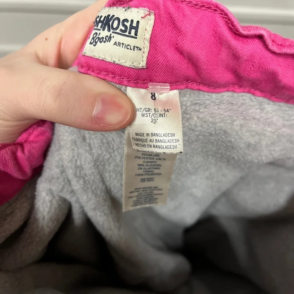 OshKosh Bgosh Girls Pink Fleece Lined Pants Size 8 Warm Winter Trousers
